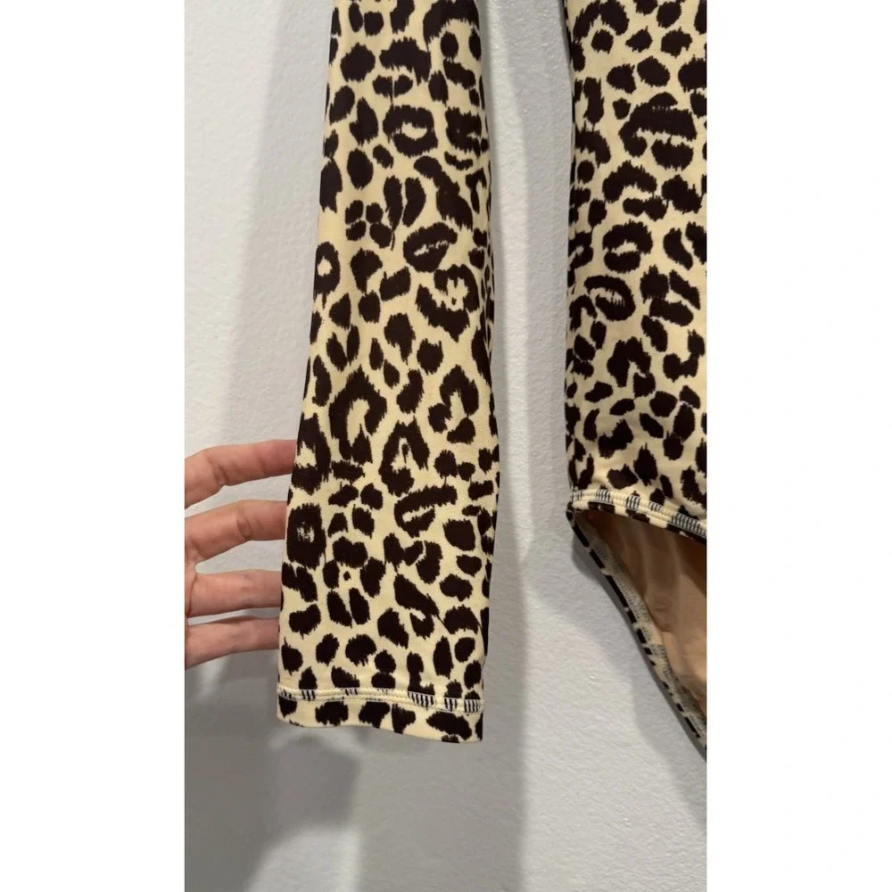 Crewcuts Long Sleeve Swimsuit Girls Size 14 Leopard Print Rashguard Vacation UPF